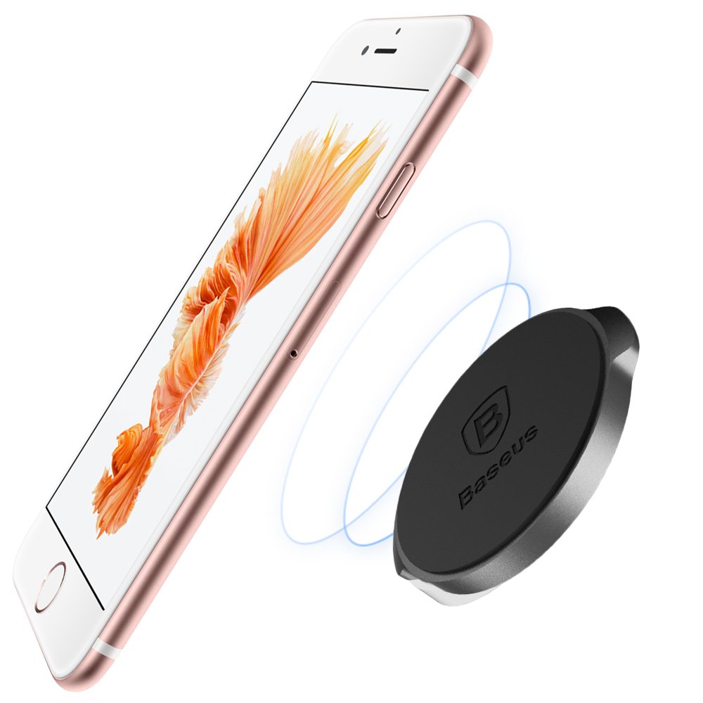 Plochý magnetický držák do auta Baseus Small Ears Series na palubní desku černý (SUER-C01)