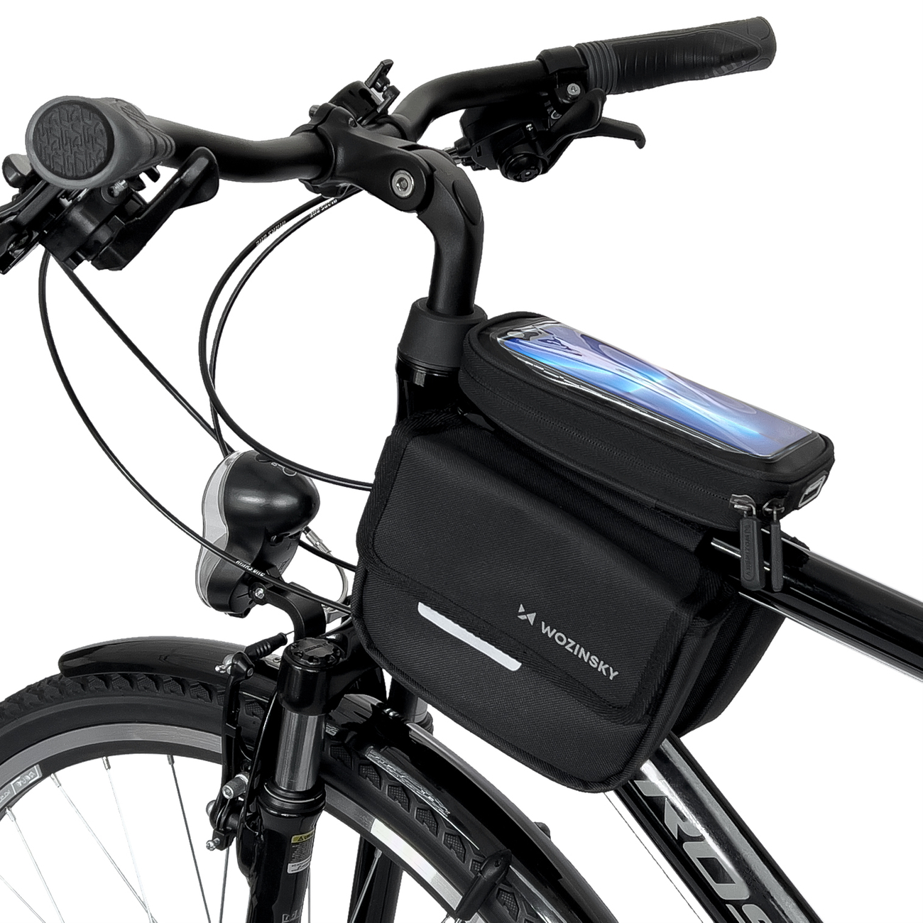 Wozinsky frame bike bag bicycle pannier waterproof phone case 1.5l čierna (WBB26BK)
