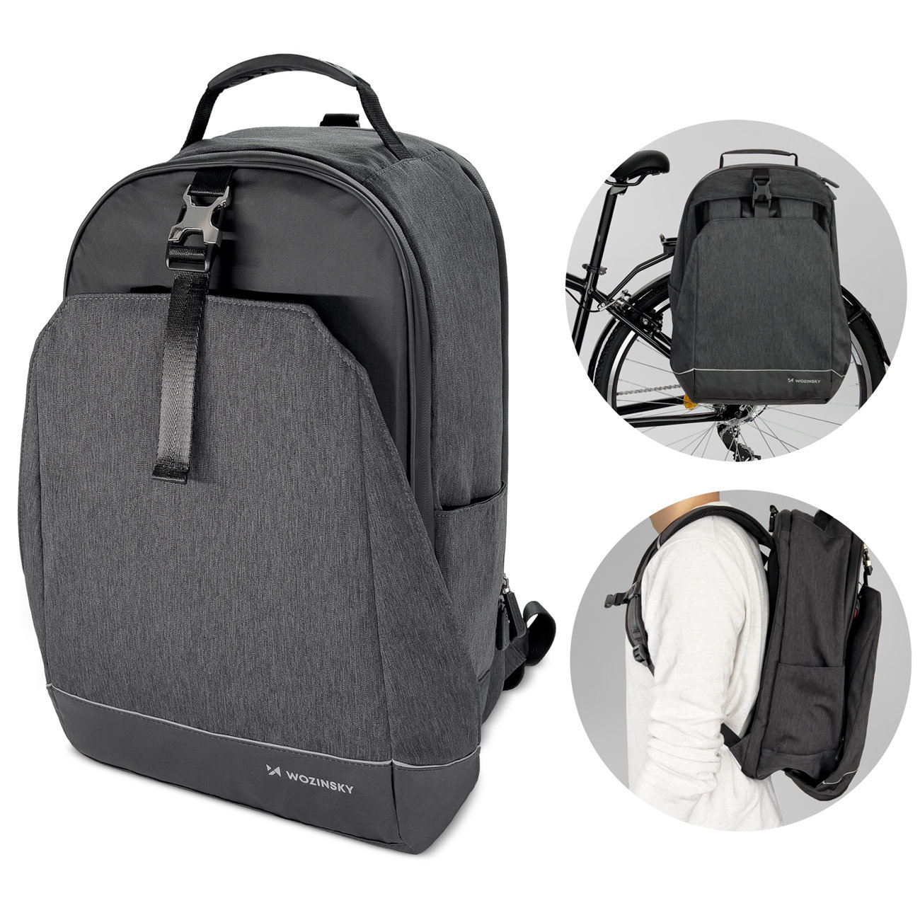 Wozinsky bicycle luggage carrier bicycle backpack with a frame 2in1 30l čierna (WBB33BK)