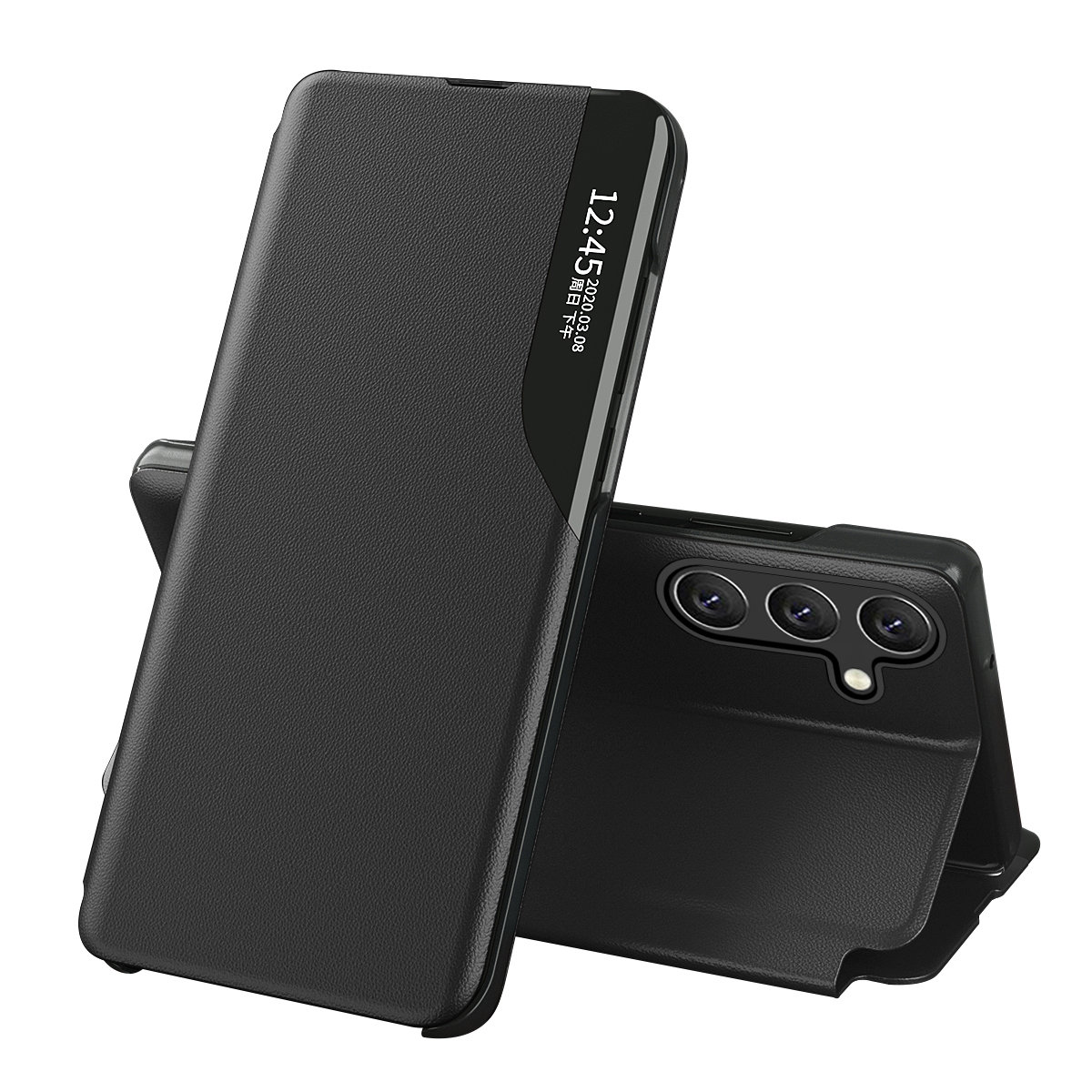 Kryt Eco koža View Case pro Samsung Galaxy A54 5G s odklápěcím stojánkem černý