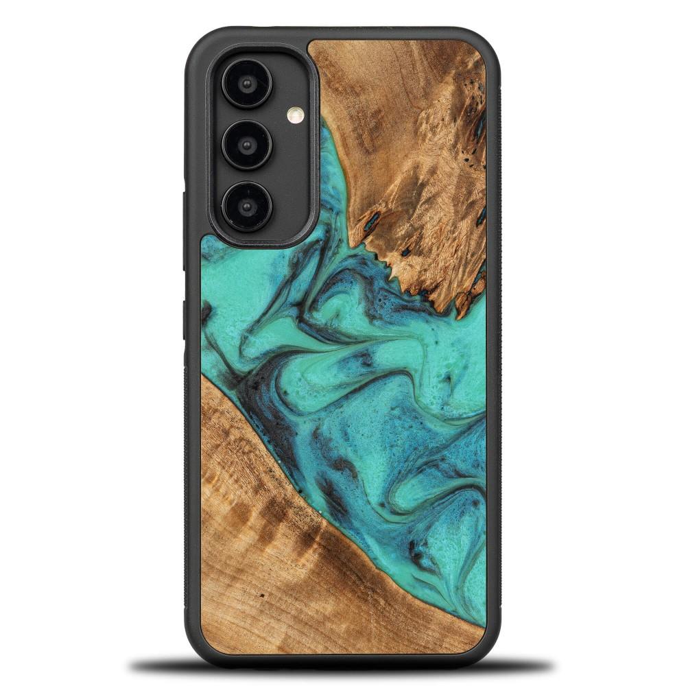 Puzdro ze dřeva a pryskyřice pro Samsung Galaxy A54 5G Bewood Unique Turquoise – tyrkysově čierne
