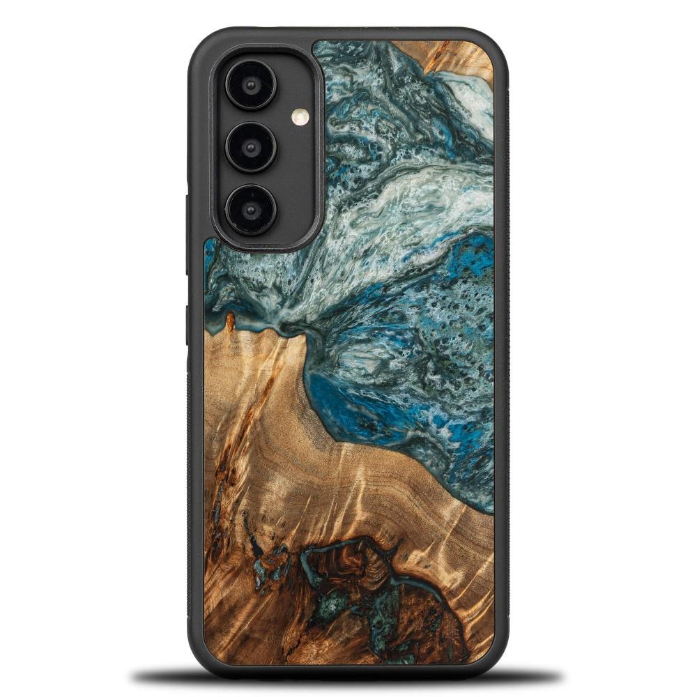 Puzdro z dreva a živice pro Samsung Galaxy A54 5G Bewood Unique Planet Earth - modro-zelené